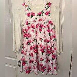 SweetHoney Pink Floral Swing Dress with Shirt